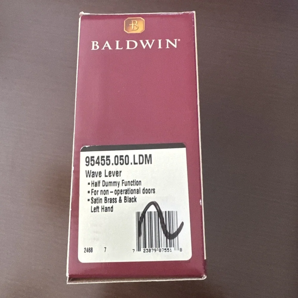 Baldwin Premium Dummy Trim Wave Lever Satin Brass&Black Left Hand 95455.050.LDM